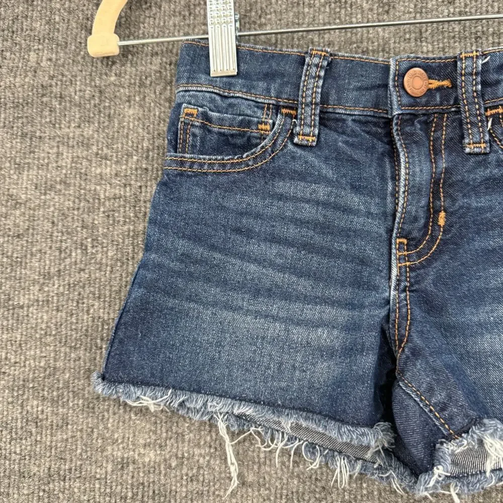 Old Navy Girls Denim Cutoff Jean Shorts Size 5 High Rise Adjustable Waist